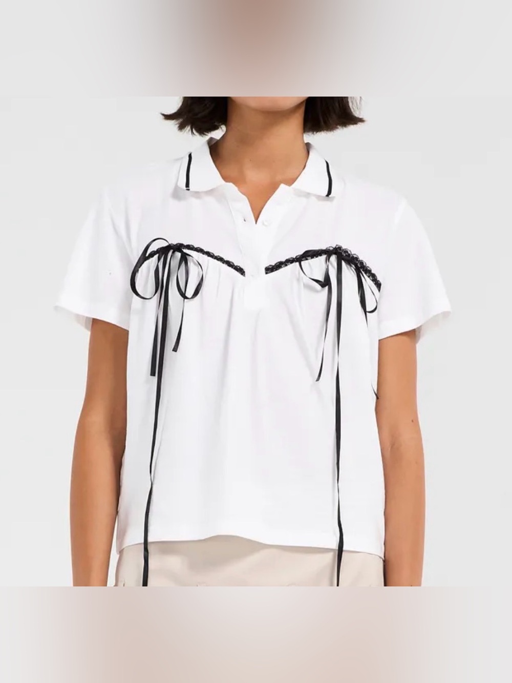natalie lace bow polo